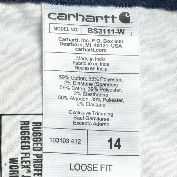 NWT Carhartt Women's Rugged Flex Outdoor Blue Canvas Work Shorts Sz 14 Inseam 10 - Picture 6 of 12
